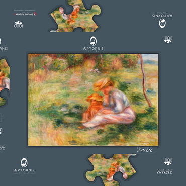 Woman and Child in the Grass (Femme avec enfant sur l'herbe) (1898) by Pierre-Auguste Renoir 1000 Puzzle Schachtel 3D Modell