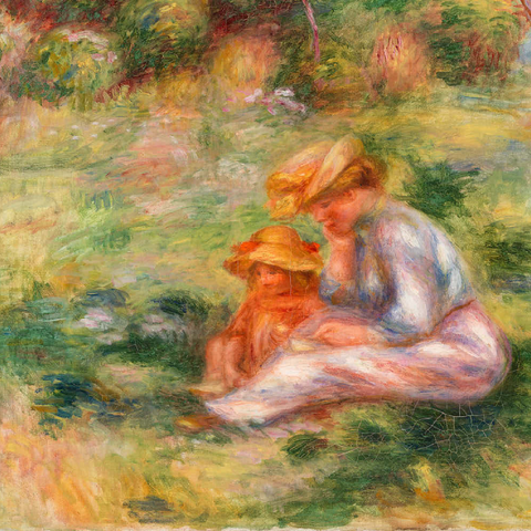 Woman and Child in the Grass (Femme avec enfant sur l'herbe) (1898) by Pierre-Auguste Renoir 100 Puzzle 3D Modell