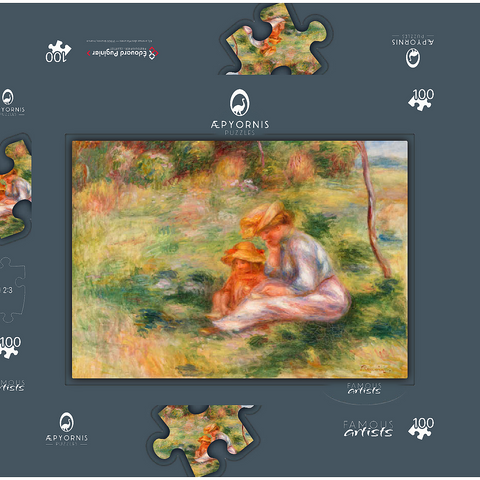 Woman and Child in the Grass (Femme avec enfant sur l'herbe) (1898) by Pierre-Auguste Renoir 100 Puzzle Schachtel 3D Modell