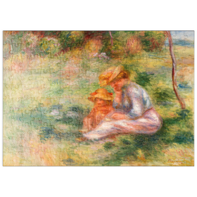 Darstellung des Puzzle-Motivs Woman and Child in the Grass (Femme avec enfant sur l'herbe) (1898) by Pierre-Auguste Renoir – Puzzleteile: 200