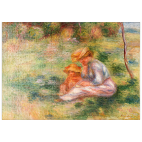 Darstellung des Puzzle-Motivs Woman and Child in the Grass (Femme avec enfant sur l'herbe) (1898) by Pierre-Auguste Renoir – Puzzleteile: 500