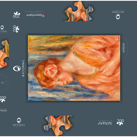 Young Woman with Rose (Jeune fille Ã la rose) (1917) by Pierre-Auguste Renoir 200 Puzzle Schachtel 3D Modell
