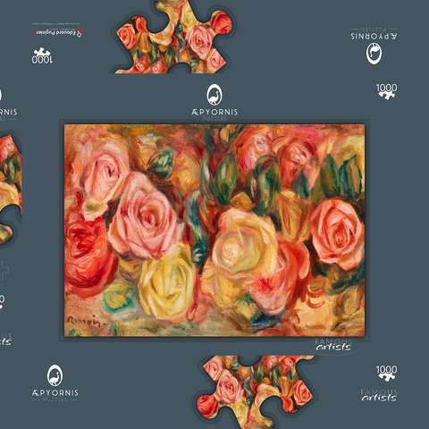 Roses (1912) by Pierre-Auguste Renoir 1000 Puzzle Schachtel 3D Modell