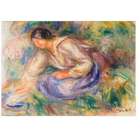 Darstellung des Puzzle-Motivs Woman in Blue Skirt (Femme en jupe bleue) (1917) by Pierre-Auguste Renoir – Puzzleteile: 1000