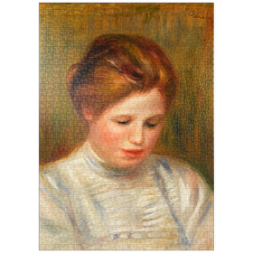 Darstellung des Puzzle-Motivs Head (Tête). Also called Etude de brodeuse (1904) by Pierre-Auguste Renoir – Puzzleteile: 1000