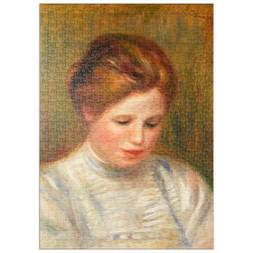 Darstellung des Puzzle Motivs Head (Tête). Also called Etude de brodeuse (1904) by Pierre-Auguste Renoir - Puzzleteile: 500