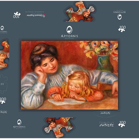 Writing Lesson (La Leçon d'écriture) (1905) by Pierre-Auguste Renoir 100 Puzzle Schachtel 3D Modell
