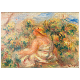 Darstellung des Puzzle-Motivs Woman with Hat in a Landscape (1918) by Pierre-Auguste Renoir – Puzzleteile: 1000
