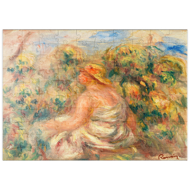 puzzleplate Woman with Hat in a Landscape (Femme avec chapeau dans un paysage) (1918) by Pierre-Auguste Renoir 100 Puzzle