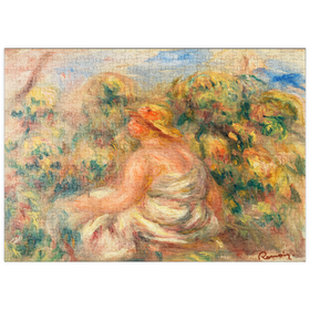 Darstellung des Puzzle-Motivs Woman with Hat in a Landscape (1918) by Pierre-Auguste Renoir – Puzzleteile: 500