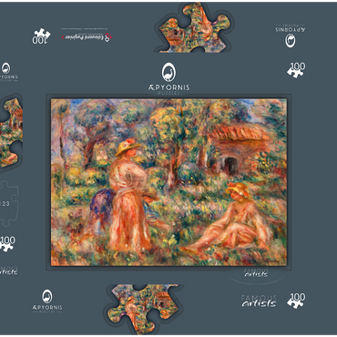 Girls in a Landscape (Jeunes filles dans un paysage) (1918) by Pierre-Auguste Renoir 100 Puzzle Schachtel 3D Modell