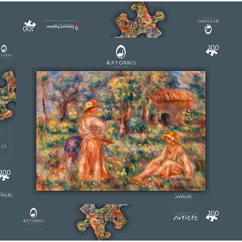 Girls in a Landscape (Jeunes filles dans un paysage) (1918) by Pierre-Auguste Renoir 100 Puzzle Schachtel 3D Modell