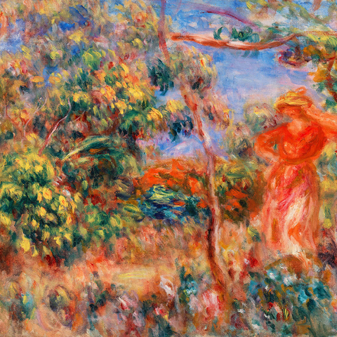 Woman in Red in a Landscape (Femme en rouge dans un paysage) (1917) by Pierre-Auguste Renoir 1000 Puzzle 3D Modell