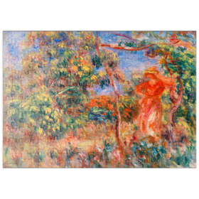 Darstellung des Puzzle-Motivs Woman in Red in a Landscape (1917) by Pierre-Auguste Renoir – Puzzleteile: 200