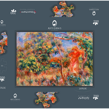Woman in Red in a Landscape (Femme en rouge dans un paysage) (1917) by Pierre-Auguste Renoir 200 Puzzle Schachtel 3D Modell