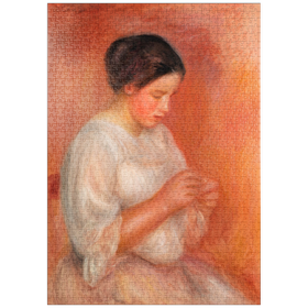 Darstellung des Puzzle-Motivs Woman Sewing (1908) by Pierre-Auguste Renoir – Puzzleteile: 1000