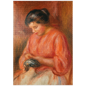 Darstellung des Puzzle-Motivs Girl Darning (Femme reprisant) (1909) by Pierre-Auguste Renoir – Puzzleteile: 1000