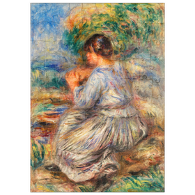 Darstellung des Puzzle Motivs Girl Seated in a Landscape (1914) by Pierre-Auguste Renoir - Puzzleteile: 100