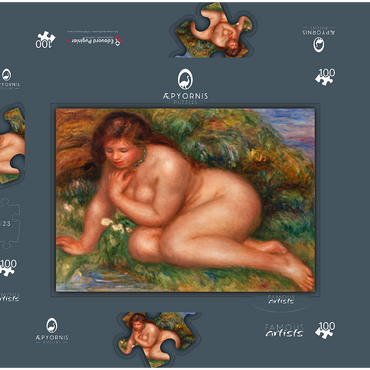 Bather Gazing at Herself in the Water (Baigneuse se mirant dans l'eau) (1910) by Pierre-Auguste Renoir 100 Puzzle Schachtel 3D Modell
