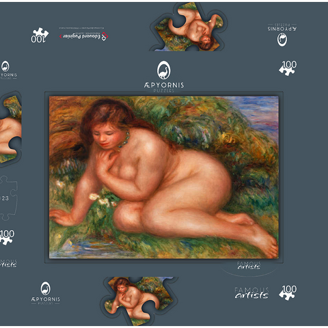 Bather Gazing at Herself in the Water (Baigneuse se mirant dans l'eau) (1910) by Pierre-Auguste Renoir 100 Puzzle Schachtel 3D Modell