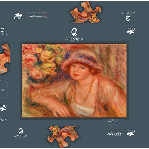 Woman Leaning (Femme accoudée) (1918) by Pierre-Auguste Renoir 100 Puzzle Schachtel 3D Modell