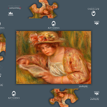Andrée in a Hat, Reading (Andrée en chapeau, lisant) (1918) by Pierre-Auguste Renoir 1000 Puzzle Schachtel 3D Modell