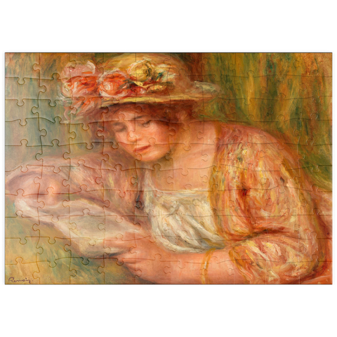 puzzleplate Andrée in a Hat, Reading (Andrée en chapeau, lisant) (1918) by Pierre-Auguste Renoir 100 Puzzle