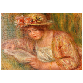 Darstellung des Puzzle-Motivs Andrée in a Hat, Reading (1918) by Pierre-Auguste Renoir – Puzzleteile: 500