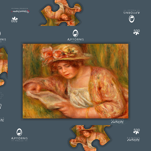 Andrée in a Hat, Reading (Andrée en chapeau, lisant) (1918) by Pierre-Auguste Renoir 500 Puzzle Schachtel 3D Modell