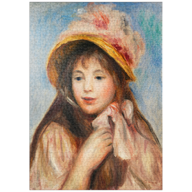 Darstellung des Puzzle-Motivs Girl with Pink Bonnet (1894) by Pierre-Auguste Renoir – Puzzleteile: 1000
