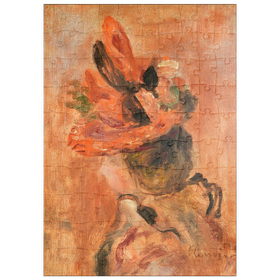 Darstellung des Puzzle Motivs Woman's Head with Red Hat (1890) by Pierre-Auguste Renoir - Puzzleteile: 100