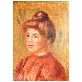 Darstellung des Puzzle Motivs Bust of Woman in Red (1905-1908) by Pierre-Auguste Renoir - Puzzleteile: 100