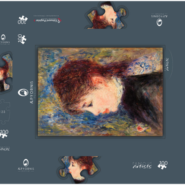 Young Woman with Rose (Jeune fille Ã la rose) (1877) by Pierre-Auguste Renoir 100 Puzzle Schachtel 3D Modell