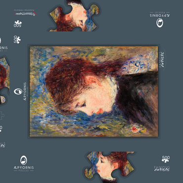 Young Woman with Rose (Jeune fille Ã la rose) (1877) by Pierre-Auguste Renoir 500 Puzzle Schachtel 3D Modell