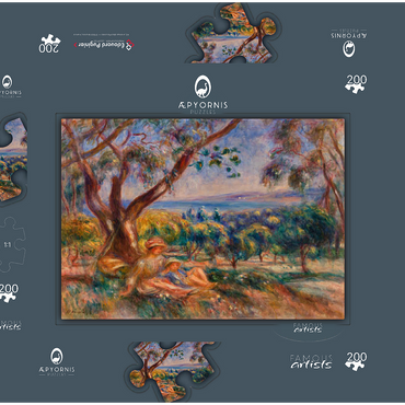 Landscape with Figures, near Cagnes (Paysage avec figures, environs de Cagnes) (1910) by Pierre-Auguste Renoir 200 Puzzle Schachtel 3D Modell