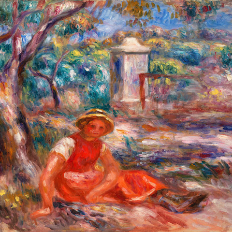 Girl at the Foot of a Tree (Fillette au pied d'un arbre) (1914) by Pierre-Auguste Renoir 100 Puzzle 3D Modell