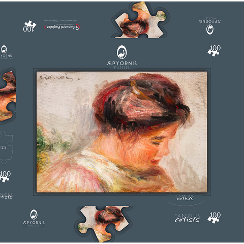 Head of Young Girl (Tête de jeune fille) (1905–1908) by Pierre-Auguste Renoir 100 Puzzle Schachtel 3D Modell