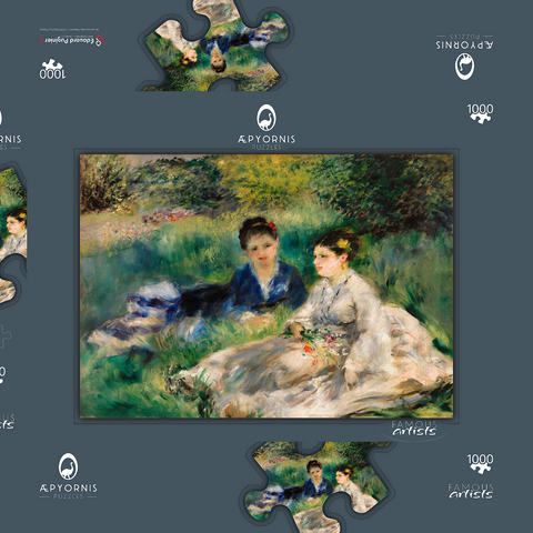 On the Grass (Jeunes femmes assises dans l'herbe) (1873) by Pierre-Auguste Renoir 1000 Puzzle Schachtel 3D Modell