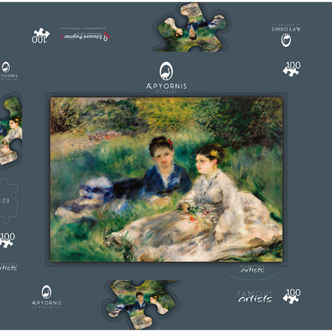 On the Grass (Jeunes femmes assises dans l'herbe) (1873) by Pierre-Auguste Renoir 100 Puzzle Schachtel 3D Modell