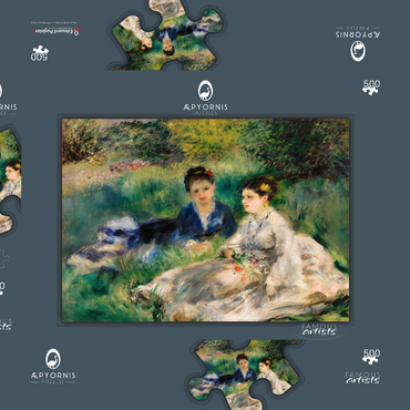 On the Grass (Jeunes femmes assises dans l'herbe) (1873) by Pierre-Auguste Renoir 500 Puzzle Schachtel 3D Modell