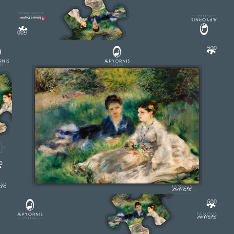On the Grass (Jeunes femmes assises dans l'herbe) (1873) by Pierre-Auguste Renoir 500 Puzzle Schachtel 3D Modell
