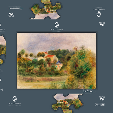 Houses in a Park (Maisons dans un parc) (1911) by Pierre-Auguste Renoir 1000 Puzzle Schachtel 3D Modell