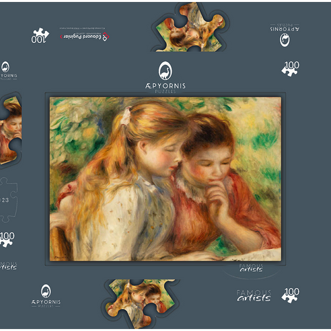 Reading (La Lecture) (1891) by Pierre-Auguste Renoir 100 Puzzle Schachtel 3D Modell