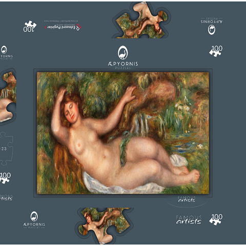Reclining Nude (Femme nue couchée) (1910) by Pierre-Auguste Renoir 100 Puzzle Schachtel 3D Modell