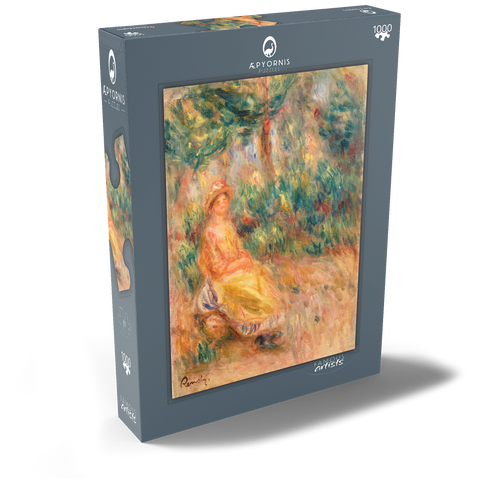 Woman in Pink and Yellow in a Landscape (Femme en rose et jaune dans un paysage) (1917–1919) by Pierre-Auguste Renoir 1000 Puzzle Schachtel Ansicht2