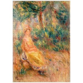 Darstellung des Puzzle-Motivs Woman in Pink and Yellow in a Landscape (1917-1919) by Pierre-Auguste Renoir – Puzzleteile: 1000