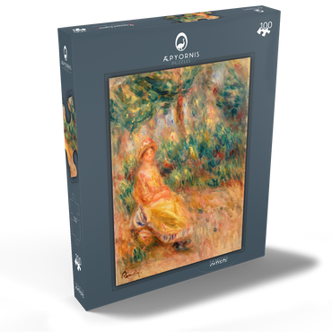 Woman in Pink and Yellow in a Landscape (Femme en rose et jaune dans un paysage) (1917–1919) by Pierre-Auguste Renoir 100 Puzzle Schachtel Ansicht2