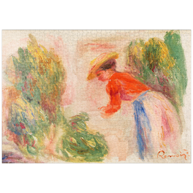 Darstellung des Puzzle-Motivs Woman Gathering Flowers (1906-1910) by Pierre-Auguste Renoir – Puzzleteile: 1000