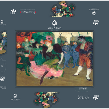 Marcelle Lender Dancing the Bolero in Chilpéric (1895-1896) by Henri de Toulouse–Lautrec 100 Puzzle Schachtel 3D Modell