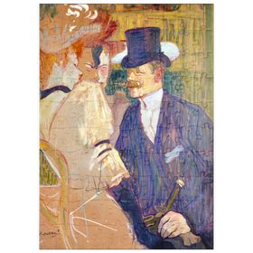 Darstellung des Puzzle Motivs The Englishman (William Tom Warrener, 1861-1934) at the Moulin Rouge (1892) by Henri de Toulouse-Lautrec - Puzzleteile: 100